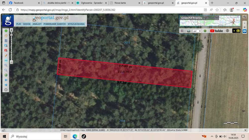 Działka leśna na sprzedaż 1100m 2