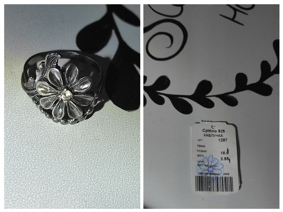 Срібне кільце, обручка, каблучка з біркою розмір 17,8, серебряное