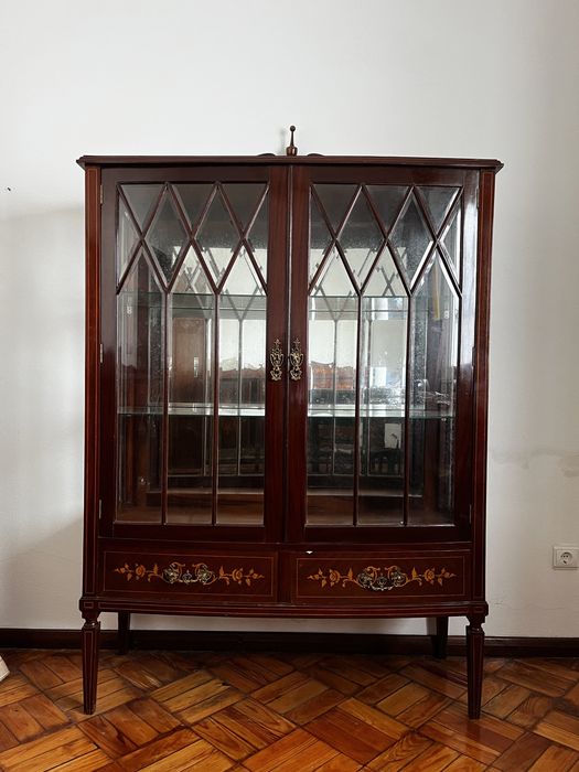 Conjunto 3 móveis de sala de cerejeira, estilo francês, embutidos