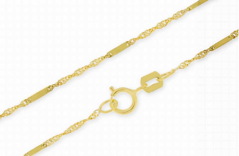 Złoty łańcuszek singapur blaszki AGISGOLD złoto p.585 55 cm kuty