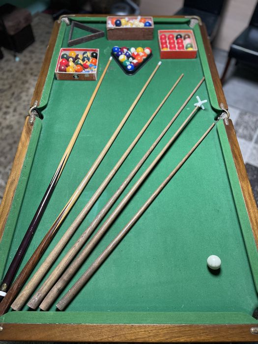 Stół bilardowy E.J. Riley Antyk  183x91,5 cm / kije i bile oryginalne