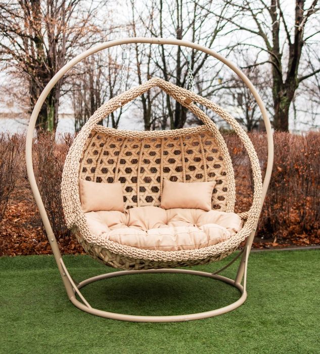 Качели садовые из ротанга галан щот. Подвесное кресло кокон для двоих