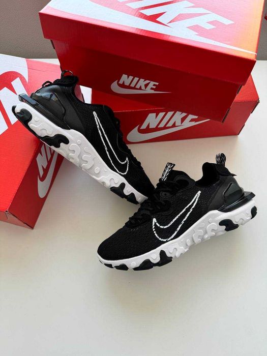 Чоловічі кросівки Nike React Vision "Black-White" ND. Розміри 40-45