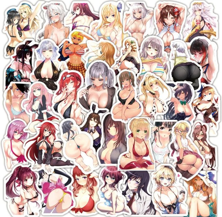 Виниловыe наклейки стикеры аниме секси девушки в купальниках