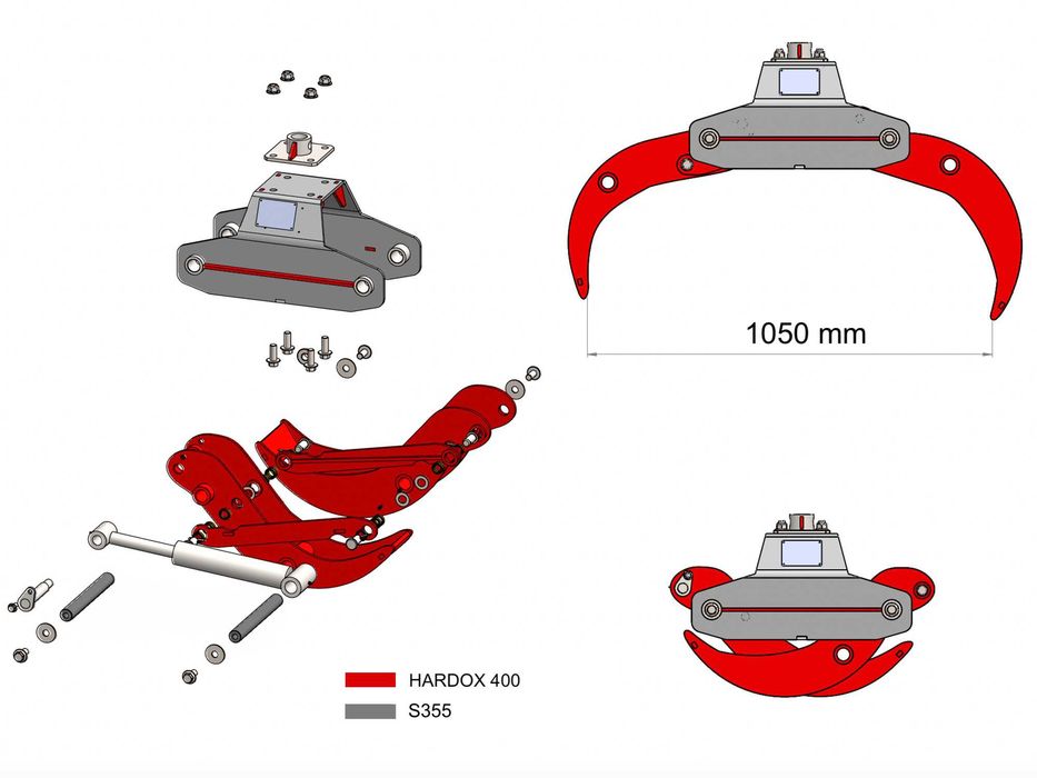 Garra Florestal em HARDOX + Rotor 360° DK10H (1.5 a 3.0t) IVA INCLUIDA