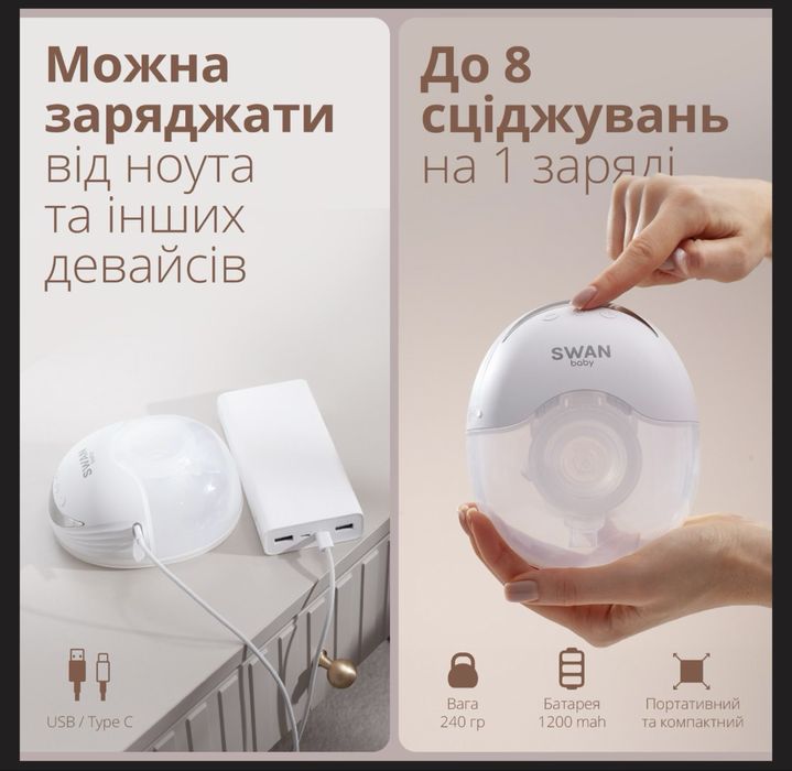 Молоковідсмоктувач електричний  Swan Baby Smart Lacto X2 Hands Free