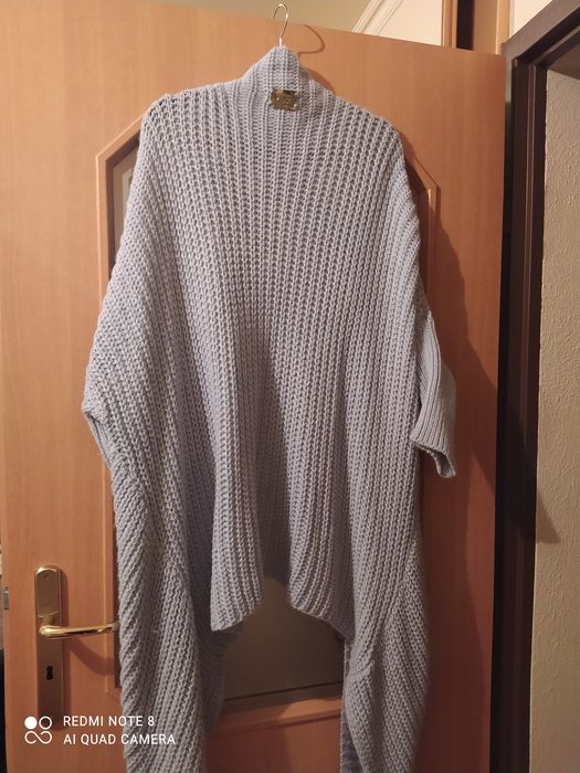 Sweter damski kardigan wełniany płaszcz narzutka moher rozmiar UNI