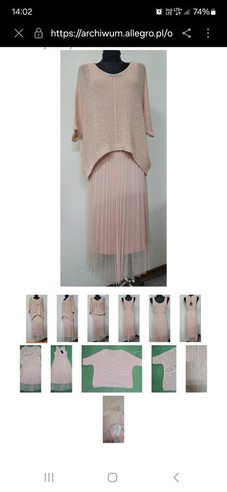 Sweter+sukienka, gładkie, Oversize