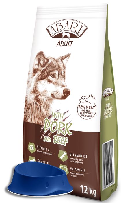 Abart sucha karma dla psa z wieprzowiną 12kg GRATIS miska 650ml