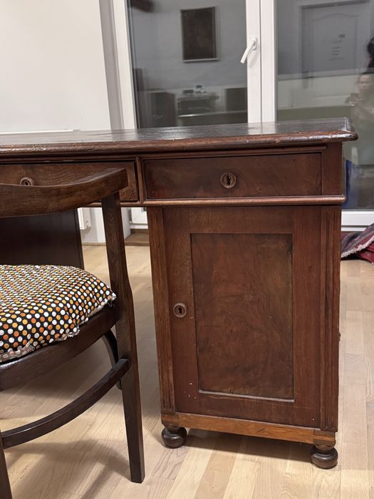 Biurko antyk reprezentacyjne dwustronne piękne politurowane do negocja