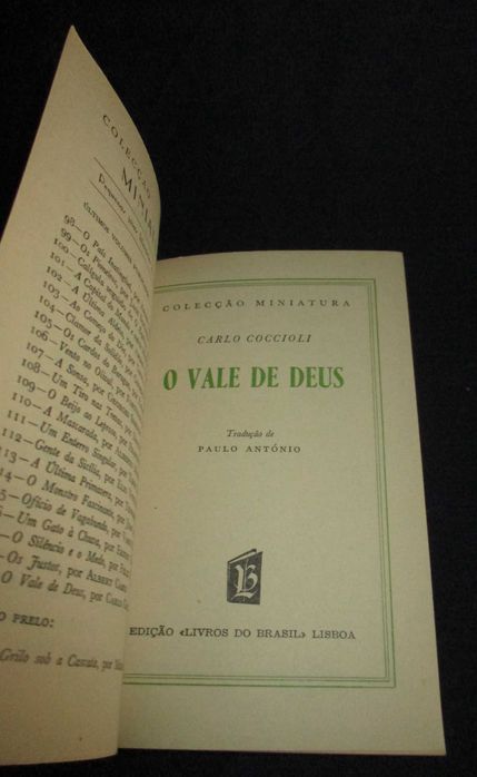 Livro O Vale de Deus Carlo Coccioli Colecção Miniatura