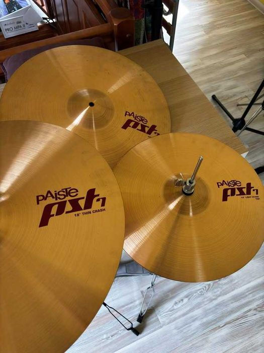 Talerze Paiste PST7 (ride, hi-hat i crash)