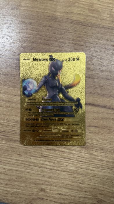 Pokemon MEWTWO GX dark nova Gold metal card