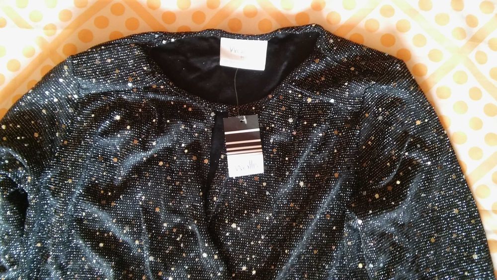 Bluzka czarna z cekinami Wallis 36-38 NOWA