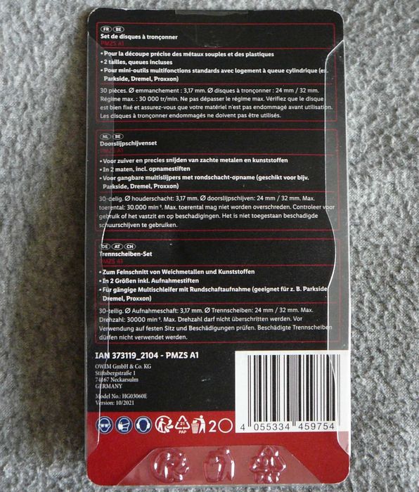 Набор отрезных дисков Parkside