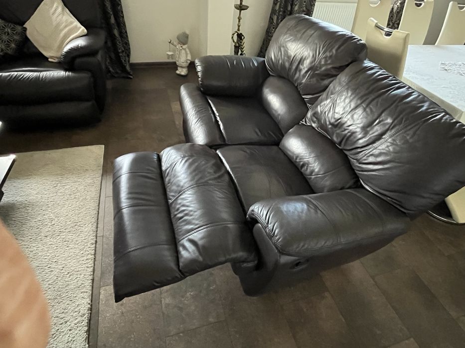 Komplet wypoczynkowy meble zestaw skora naturalna