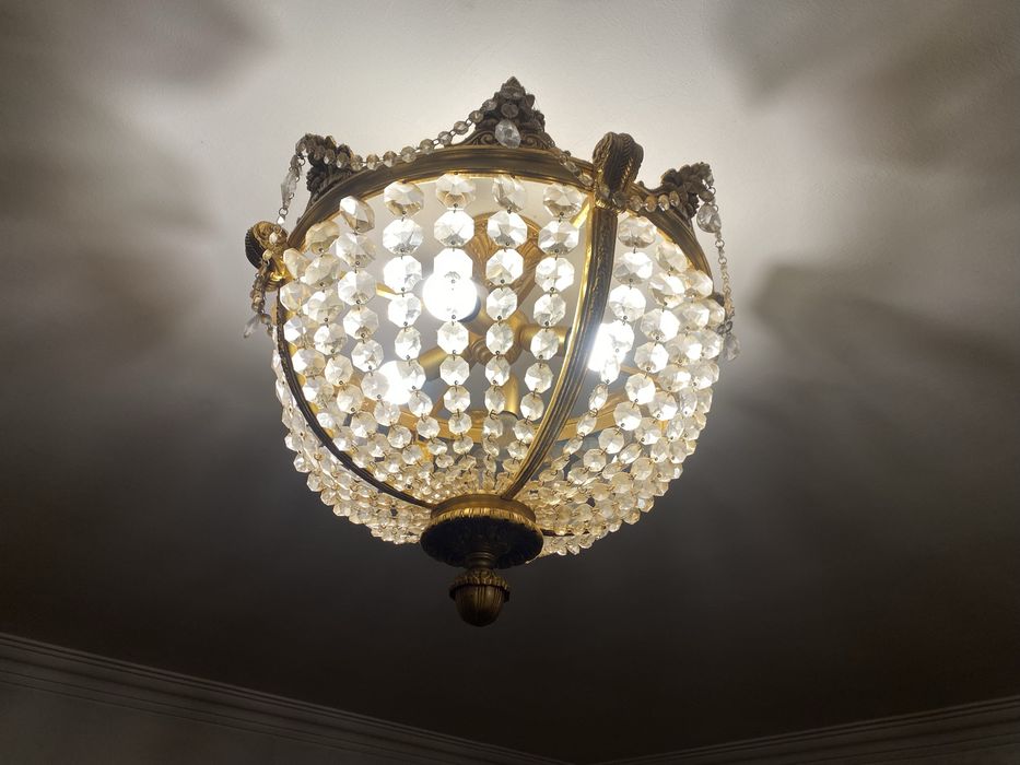 Lustre de Cristais Vintage (Plafon) – Excelente Estado