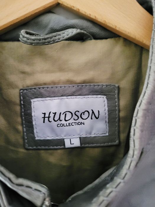 Kurtka skórzana marki Hudson rozmiar L szara ze stójka