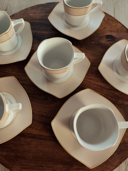 Zestaw ceramiczny do espresso filiżanki spodki talerze po 6 sztuk