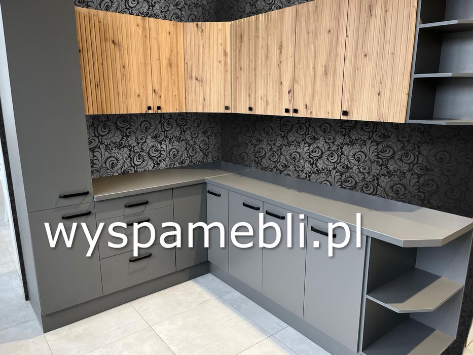 NOWA kuchnia zestaw mebli kuchennych 285x210 antracyt lamele Artisan