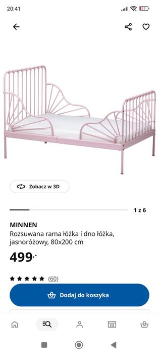 Łóżko Ikea minnen