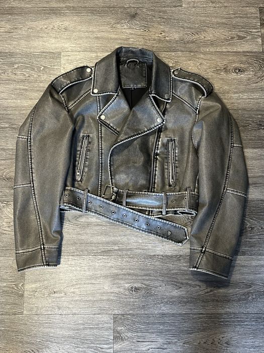 Сіра Шкіряна куртка жіноча L