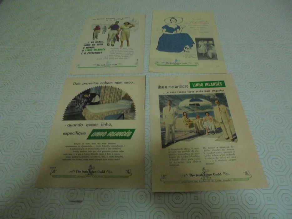 Publicidades The Irish Linen Guild dos anos 40/50 todas diferentes