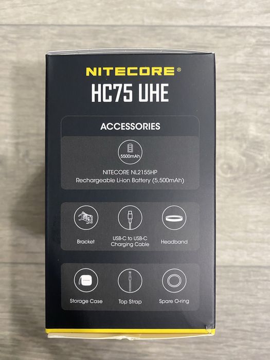 Налобний ліхтар Nitecore HC75 UHE (USB-C) з акумулятором та кейсом