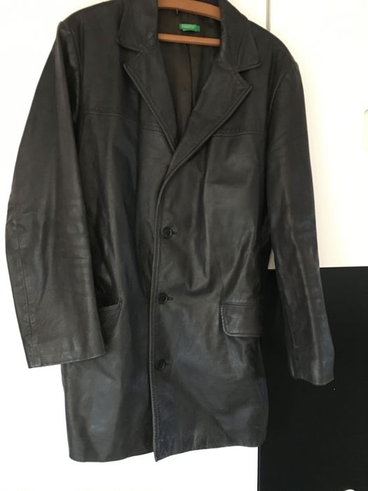 Casaco em cabedal castanho