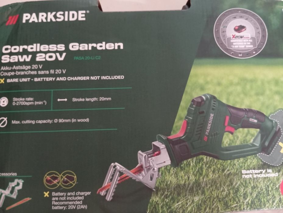 Пила шабельна акумуляторна кущоріз Parkside PASA 20-Li A1