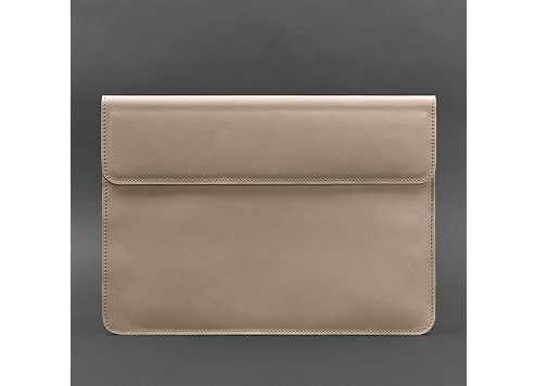 Шкіряний чорний чохол для MacBook 13, светло бежевый, конверт
