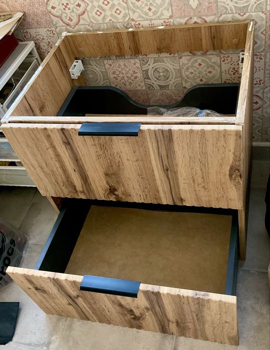 Móvel suspenso estriado para lavatório natural claro C60 cm - NOVO