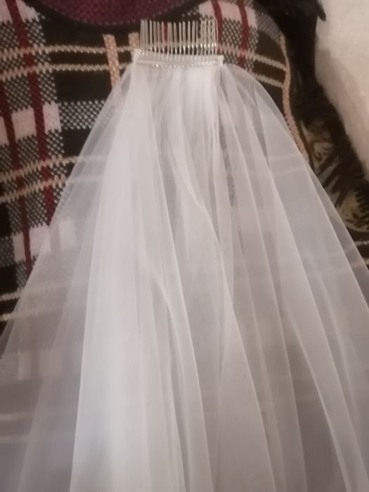 Фата невесты, свадебная фата, белая ажурная 78 см