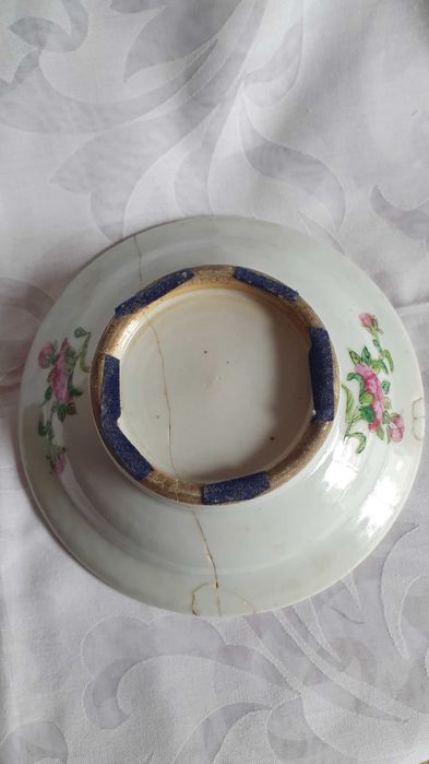 Prato porcelana antiga China Mandarim Reinado Guangxu (1875 a 1908)