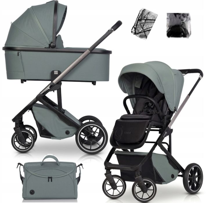 Wózek Cavoe Moi+ plus 2w1 gondola + spacerówka Boho Green