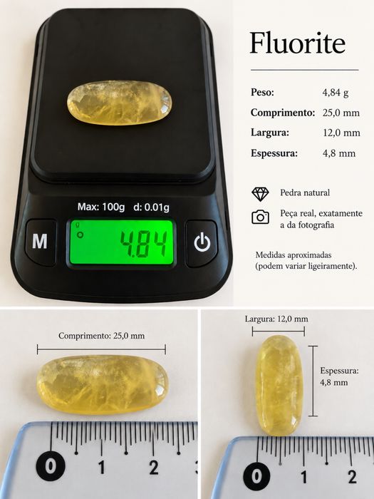 Fluorite Amarela Natural Polida – 4,84 g – Pedra Mineral