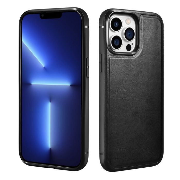 Etui Pokryte Naturalną Skórą Iphone 13 Pro Z Magsafe Czarny