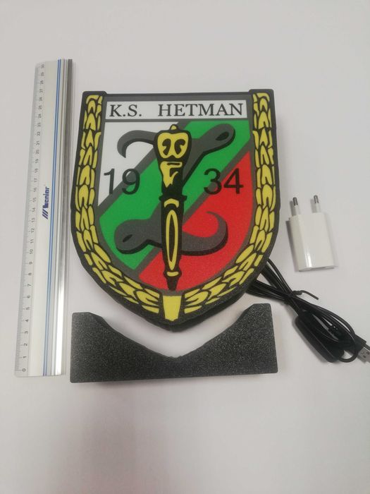 Herb klubu Hetman Zamość. Lampka led na biurko.