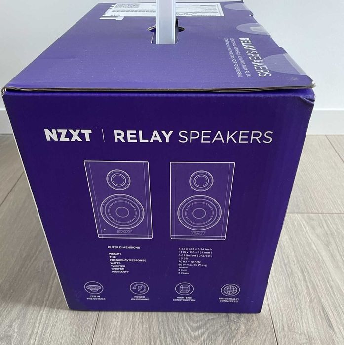 Colunas NZXT Relay 80W Pretas – Som Premium para PC / Gaming