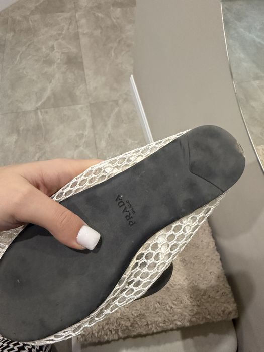 Балетки в сітку prada білі 36-37