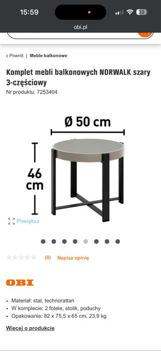 Komplet mebli balkonowych , ogrodowych badz do mieszkania 3 czesciowy
