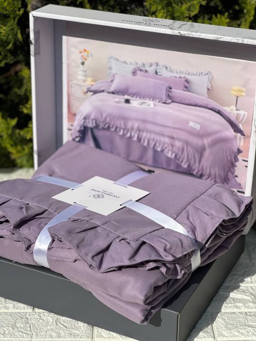 Суперціна! Постельное белье с рюшами сатинова постільна білизна