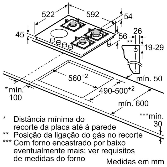 Placa mista (gás/elétrica) Balay