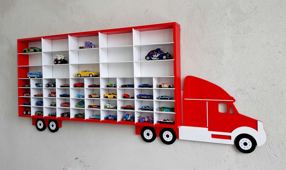 Полиця-вантажівка, гараж для машинок  hot wheels та kinsmart