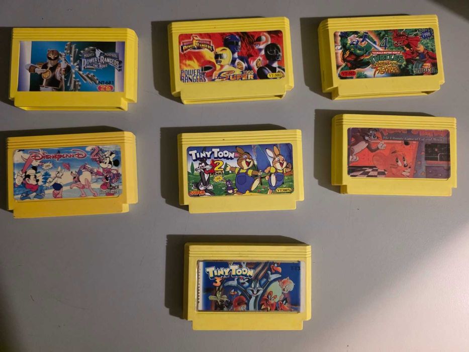 7 gier kartridży Pegasus 8-bit – Tiny Toon, Power Rangers, TMNT, Disney