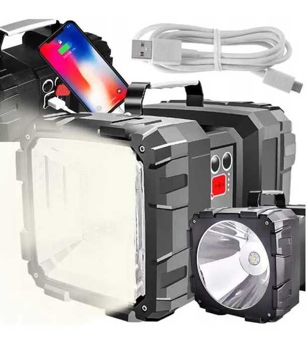 Latarka Led Mocna Akumulatorowa Dwustronna Powerbank Wodoodporna