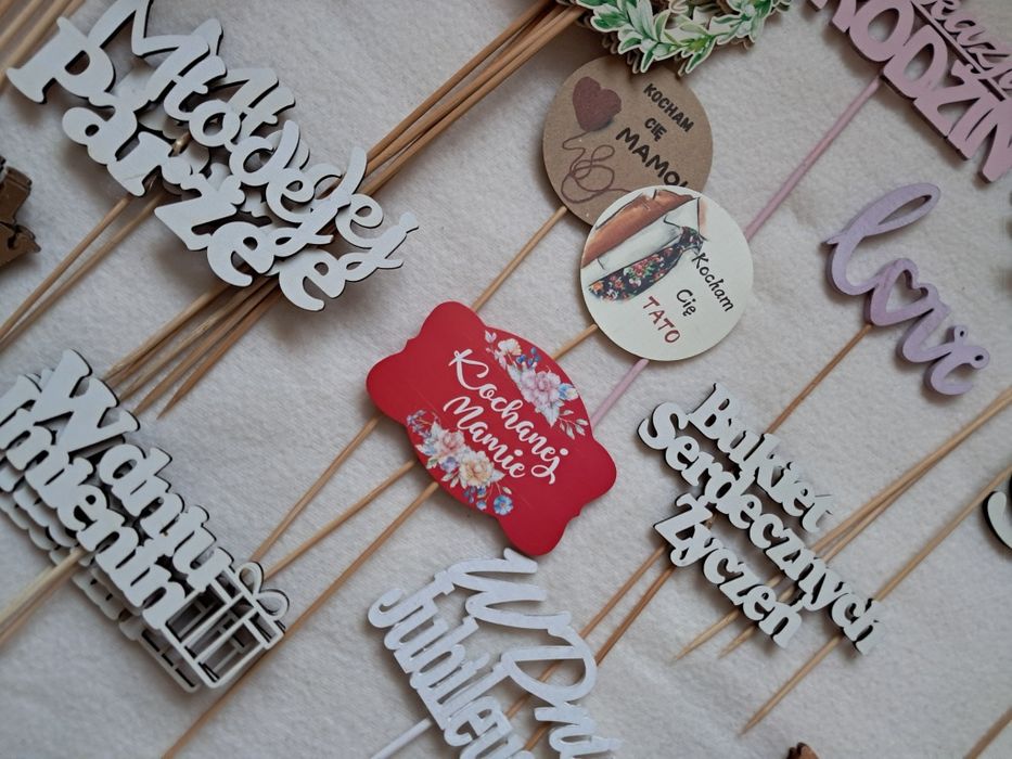 Topper do tortu/ drewniane piki