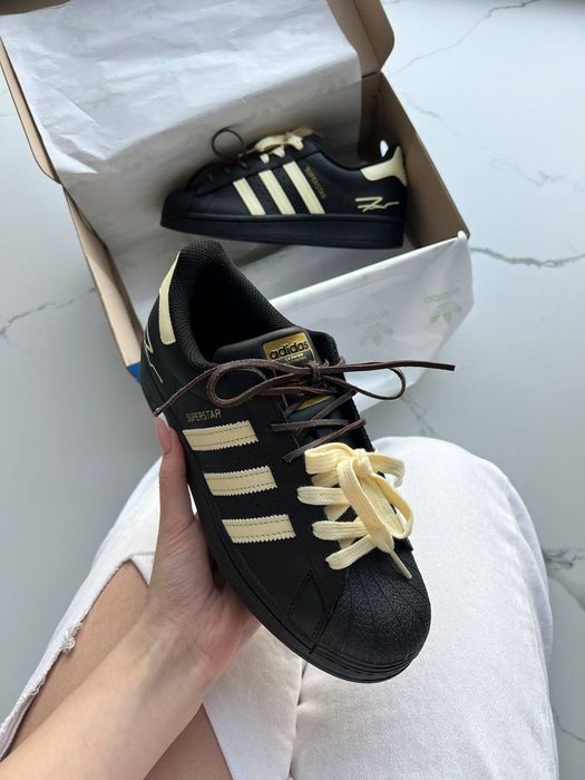 Adidas Superstar Custom Laces Black Yellow
