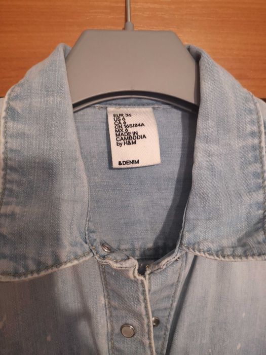 Koszula jeansowa bez rękawów H&M 36 S denim tie dye