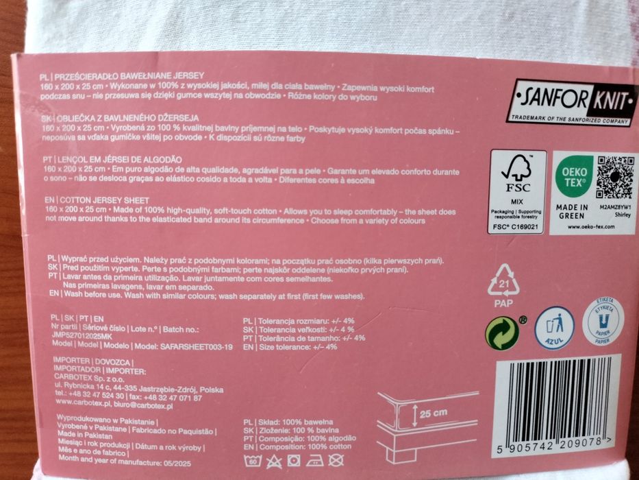 Bawełniane prześcieradło jersey Smukee, 160x200 cm